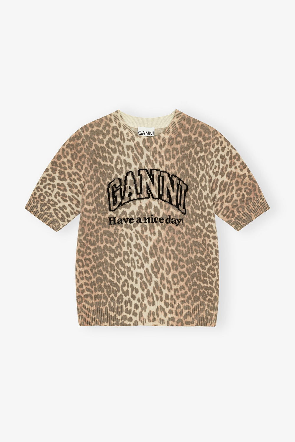 Ganni - Leopard Wool Mix T-Shirt - Kalifornia Jean Bar