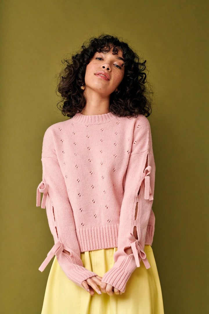 GiGi Knitwear - Light Pink Bow Sweater - Kalifornia Jean Bar