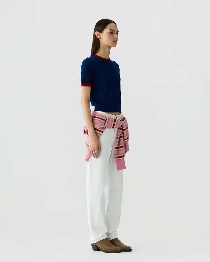 Guest in Residence - Airy Ringer Tee Navy Carmine - Kalifornia Jean Bar