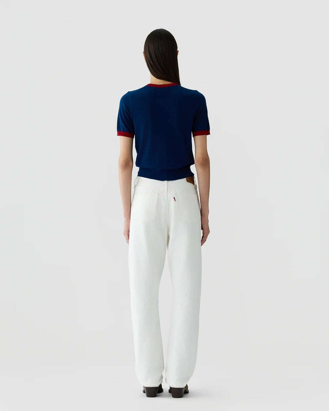 Guest in Residence - Airy Ringer Tee Navy Carmine - Kalifornia Jean Bar