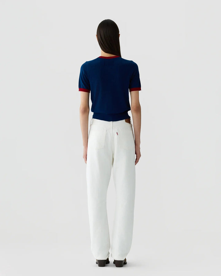 Guest in Residence - Airy Ringer Tee Navy Carmine - Kalifornia Jean Bar