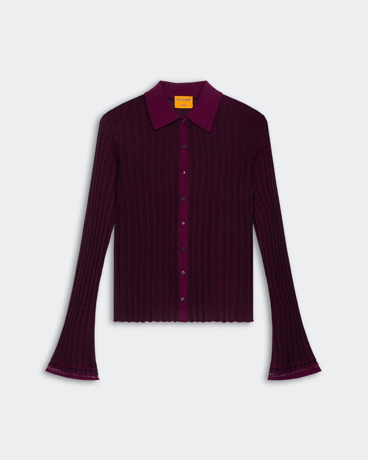 Guest in Residence - Fine Stripe Shirt in Aubergine/Black - Kalifornia Jean Bar