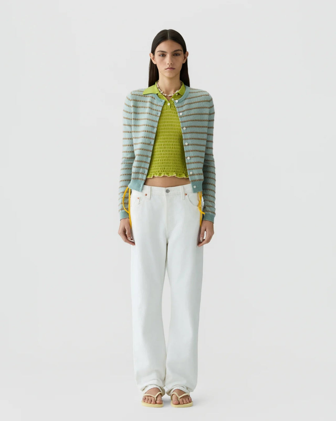 Guest in Residence - Pebble Stripe Jane Cardigan Sagebrush Combo - Kalifornia Jean Bar