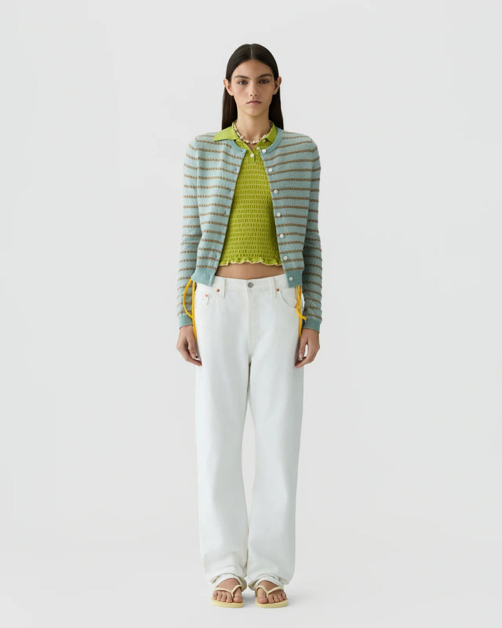 Guest in Residence - Pebble Stripe Jane Cardigan Sagebrush Combo - Kalifornia Jean Bar