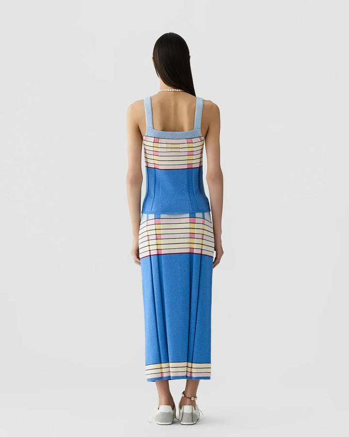 Guest in Residence - Plaited Rib Tank Delft Blue Combo - Kalifornia Jean Bar