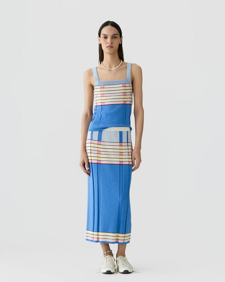 Guest in Residence - Plaited Rib Tank Delft Blue Combo - Kalifornia Jean Bar