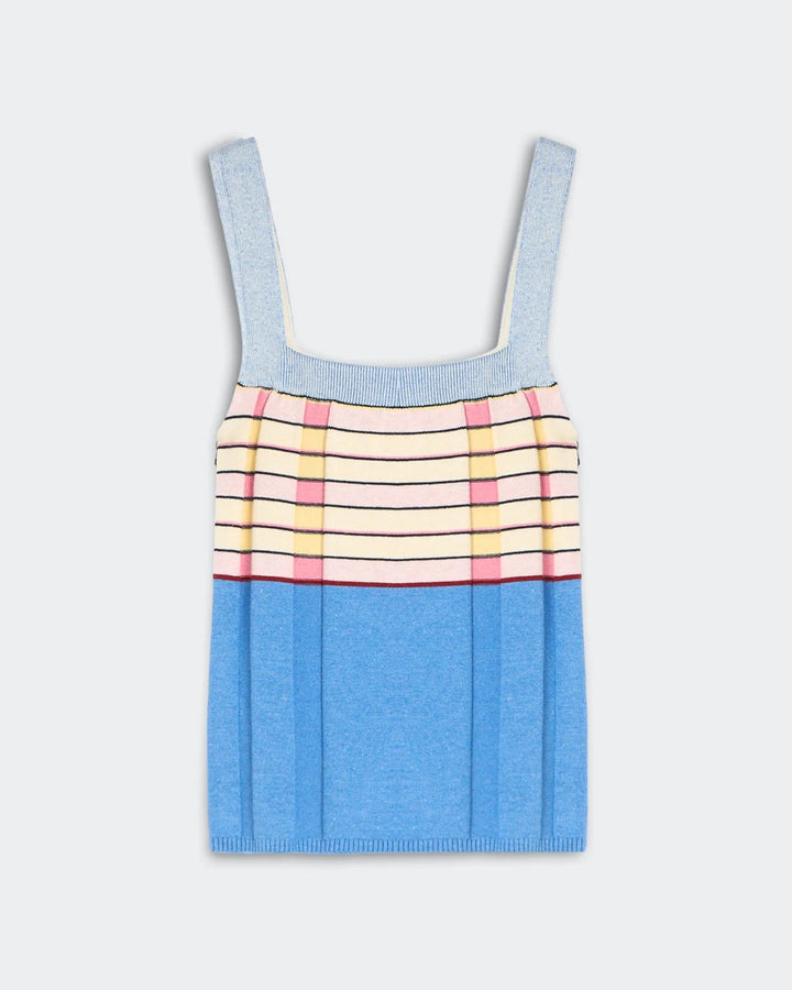 Guest in Residence - Plaited Rib Tank Delft Blue Combo - Kalifornia Jean Bar