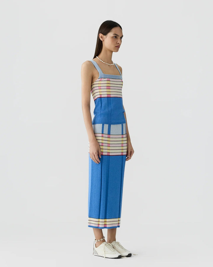 Guest in Residence - Plaited Rib Tank Delft Blue Combo - Kalifornia Jean Bar
