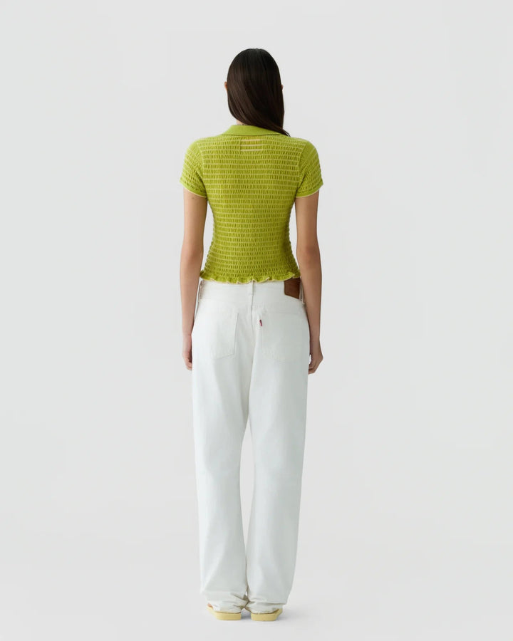 Guest in Residence - Smocked Shrunken Polo Evoo Butter - Kalifornia Jean Bar