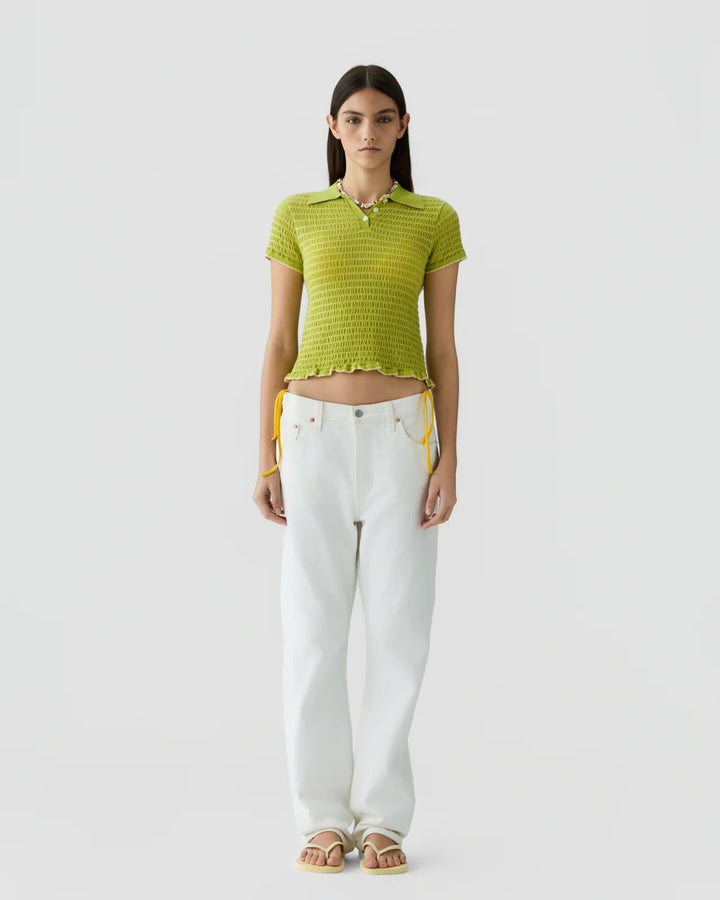 Guest in Residence - Smocked Shrunken Polo Evoo Butter - Kalifornia Jean Bar
