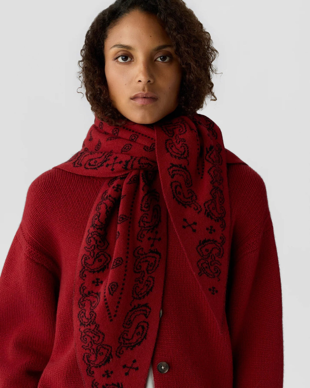 Guest in Residence - Wild Rag Carmine/Black Cashmere Bandana - Kalifornia Jean Bar
