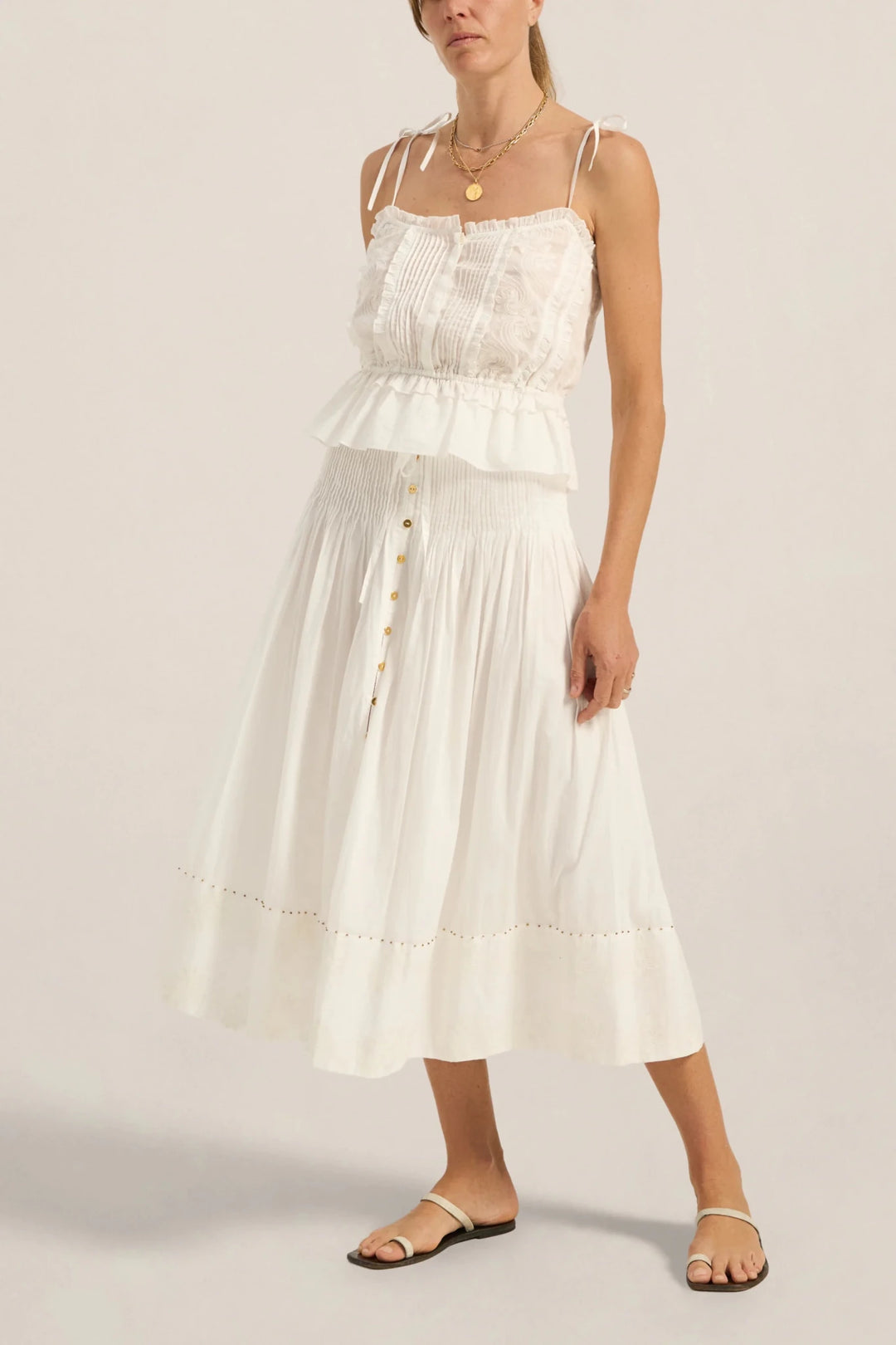 Ilio Nema - Diana Skirt in White Voile - Kalifornia Jean Bar