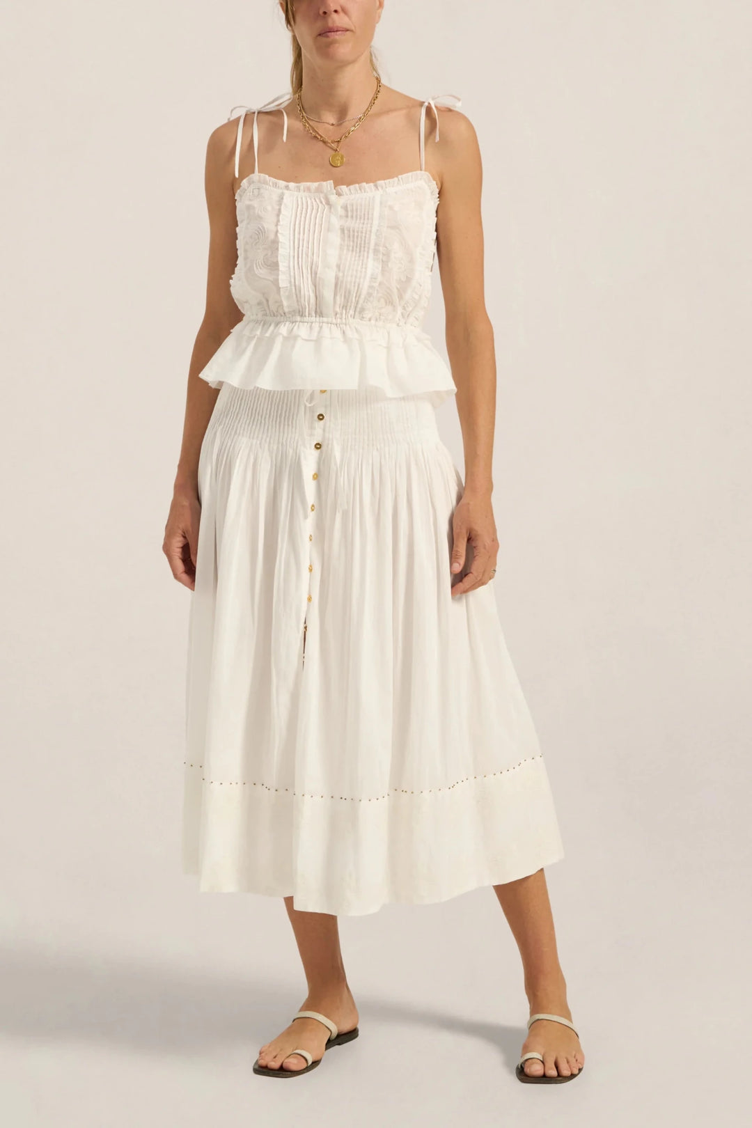 Ilio Nema - Diana Skirt in White Voile - Kalifornia Jean Bar