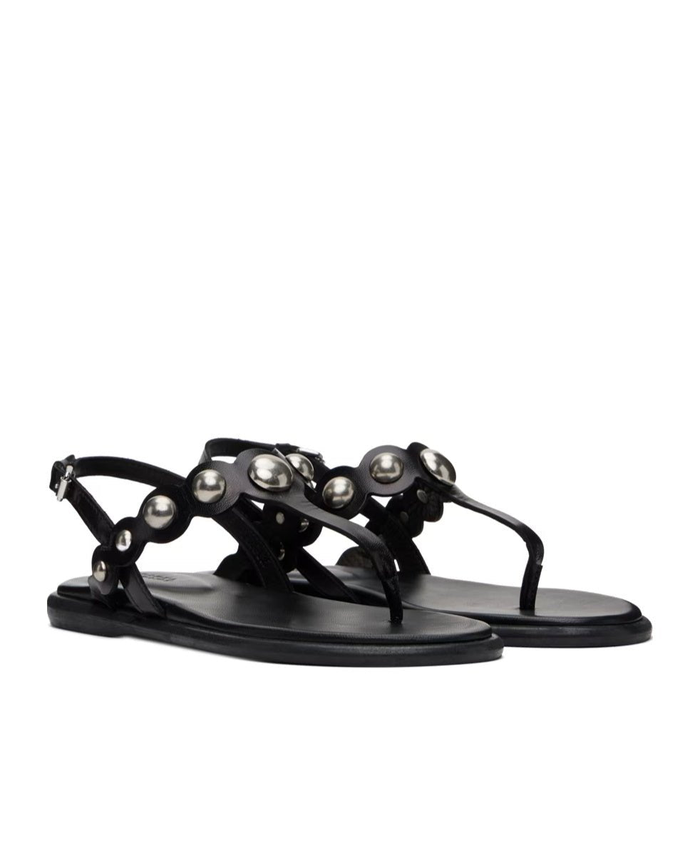 Isabel Marant - Nya Scalloped Sandals in Black/Silver - Kalifornia Jean Bar