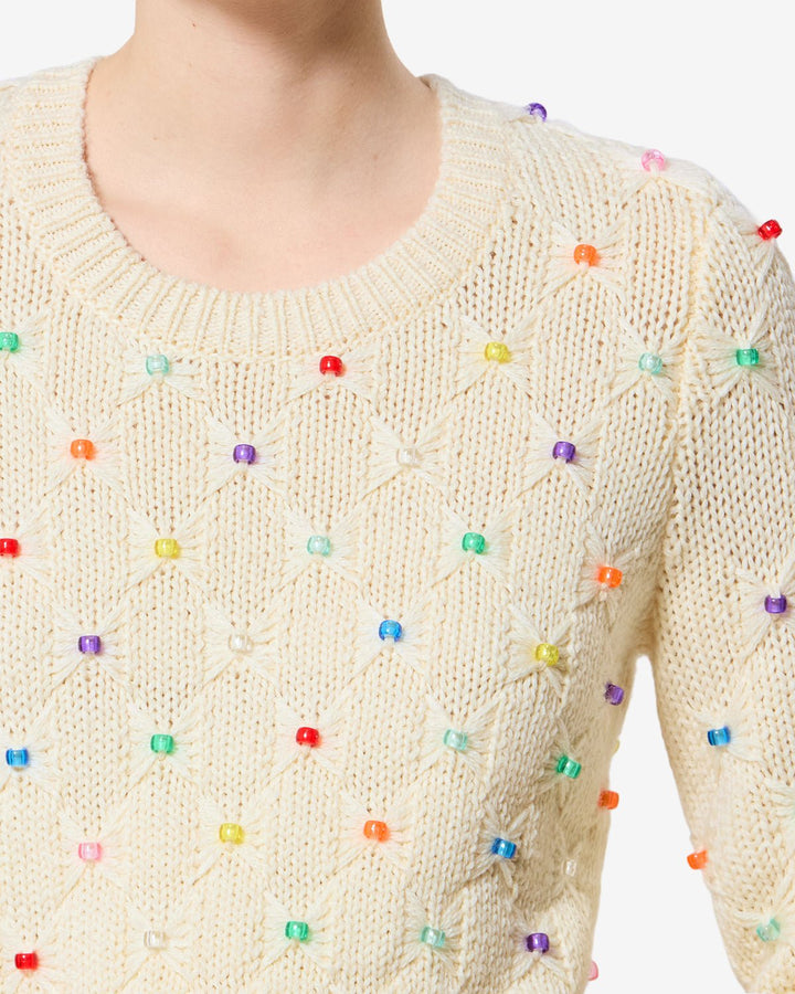 Isabel Marant - Priyanka Pullover in Ecru Multi Color Beads - Kalifornia Jean Bar
