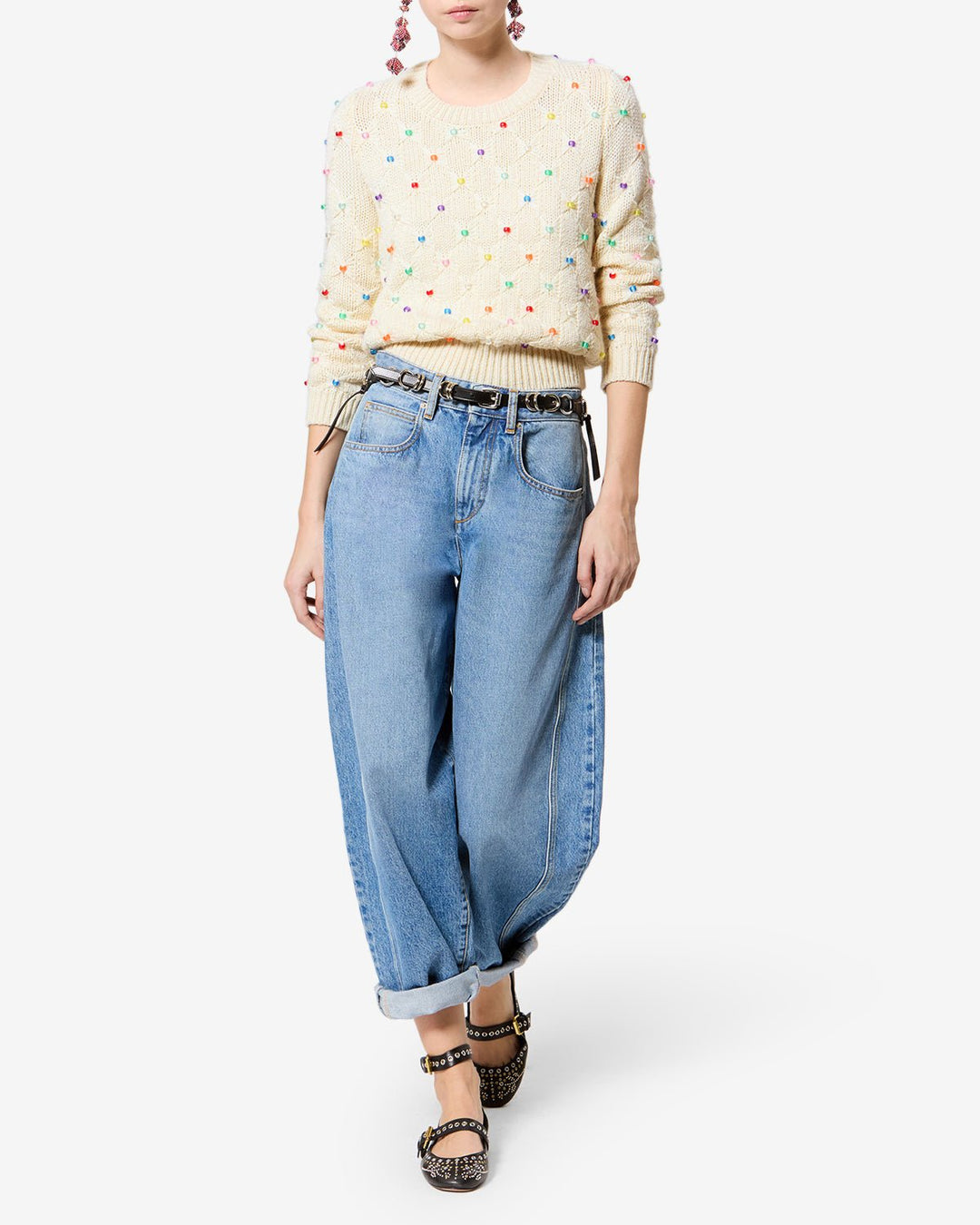 Isabel Marant - Priyanka Pullover in Ecru Multi Color Beads - Kalifornia Jean Bar