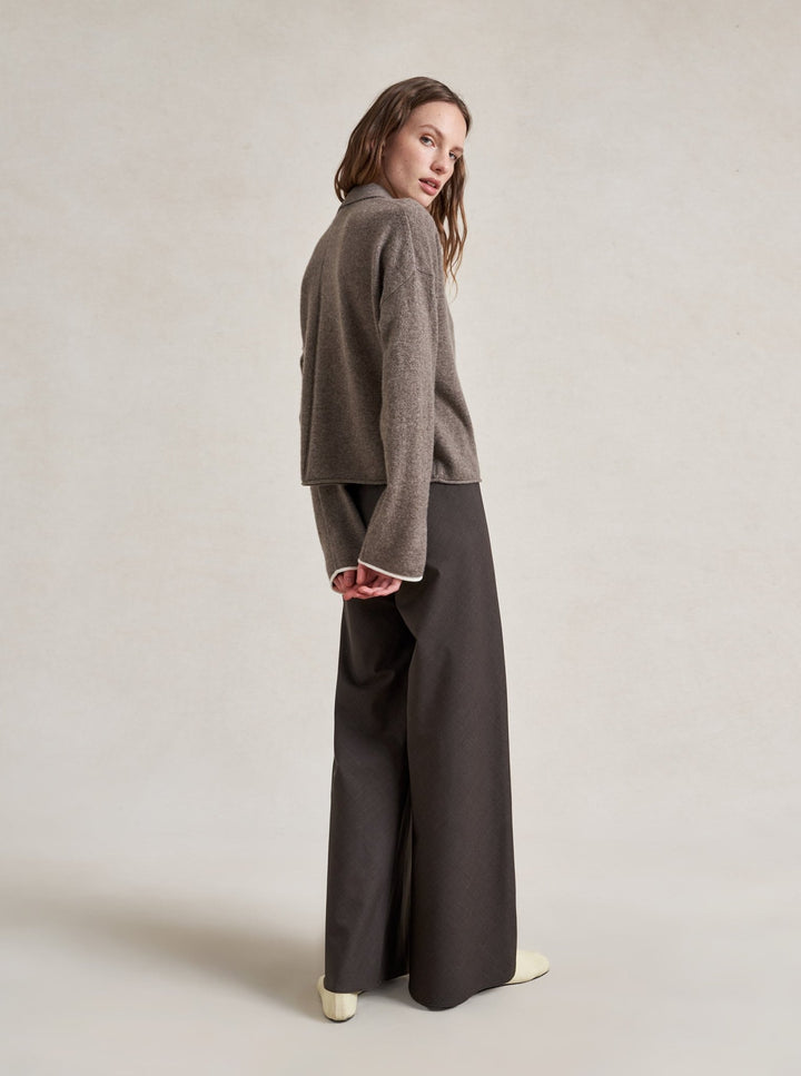 La Ligne - Dominick Polo Sweater - Dark Tan/Ivory - Kalifornia Jean Bar