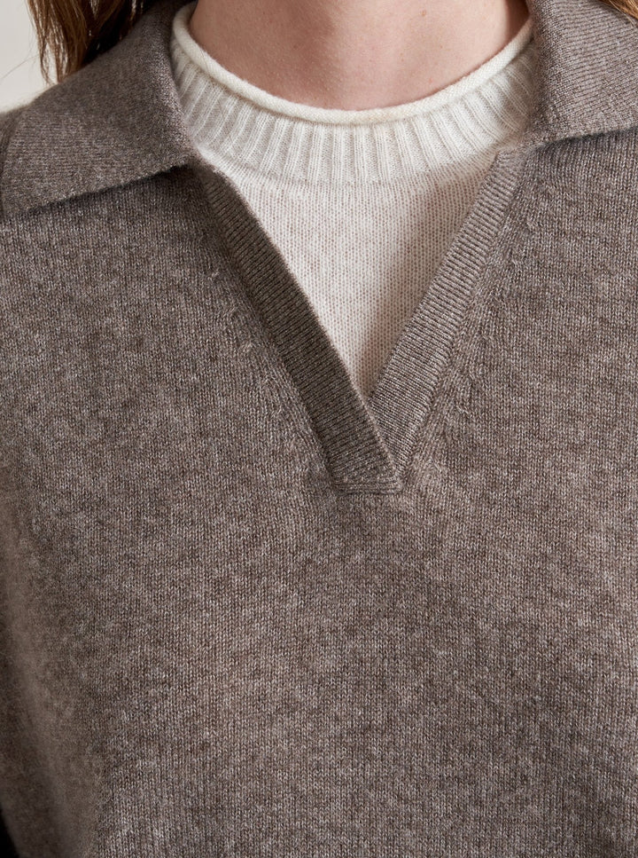 La Ligne - Dominick Polo Sweater - Dark Tan/Ivory - Kalifornia Jean Bar