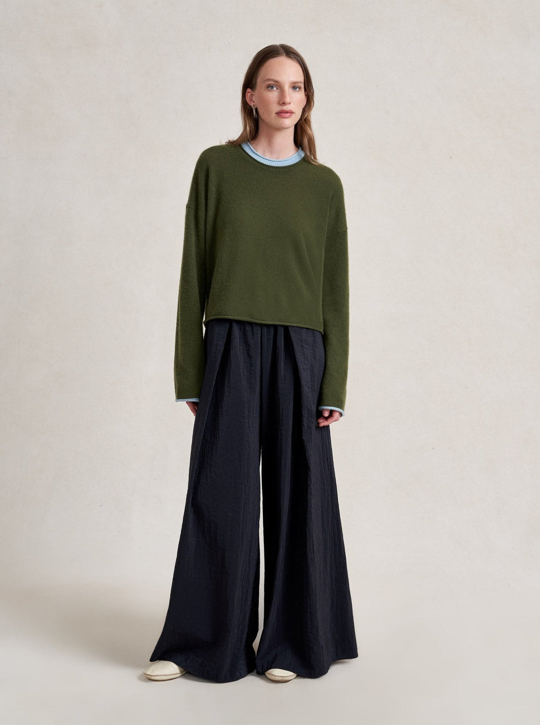 La Ligne - Dominick Sweater in Olive/Sky Blue - Kalifornia Jean Bar