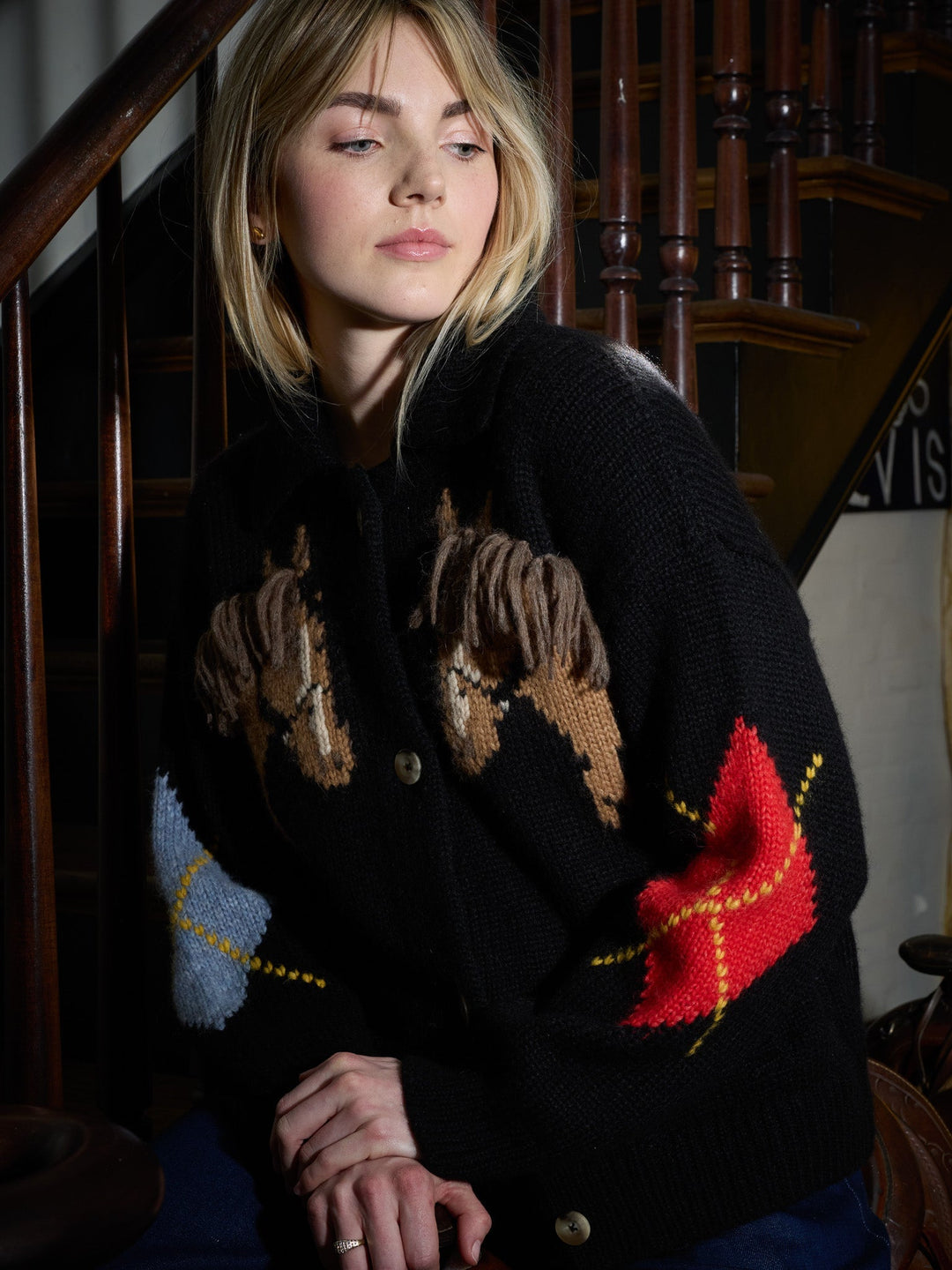 Lingua Franca - Stevie Cardigan Equestrian Black - Kalifornia Jean Bar