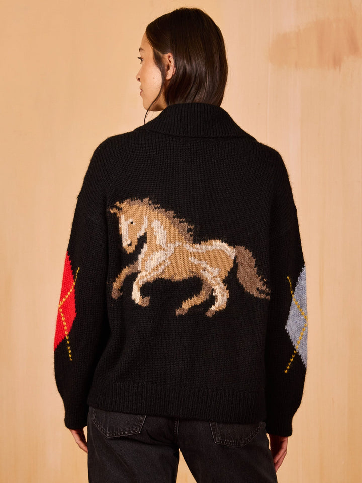Lingua Franca - Stevie Cardigan Equestrian Black - Kalifornia Jean Bar