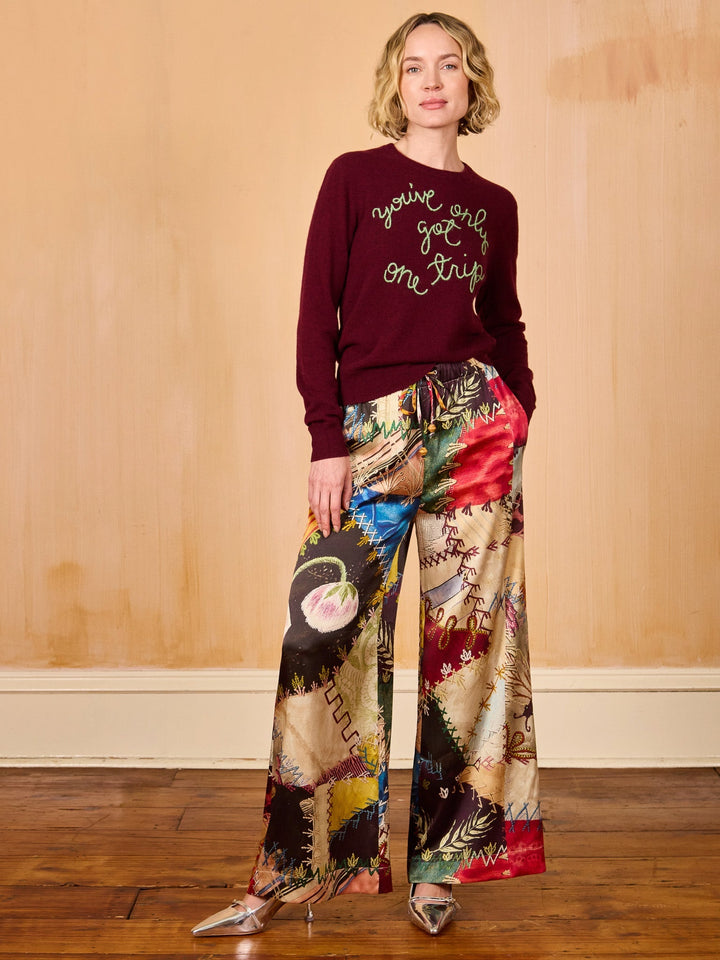 Lingua Franca - You've Only Got One Trip Crewneck - Maroon Cashmere - Kalifornia Jean Bar