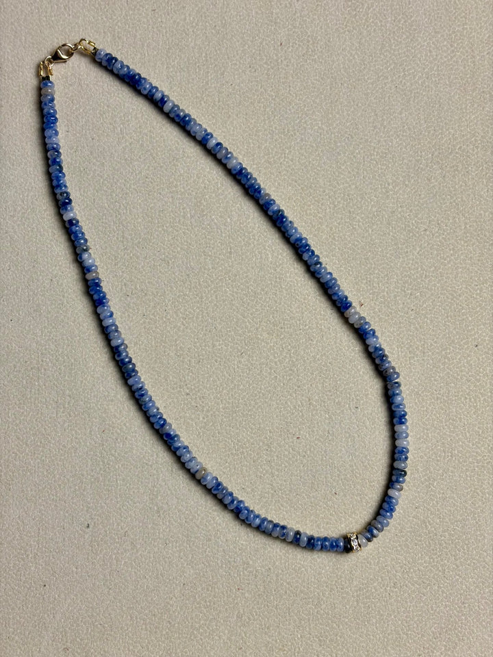 LivElle - Natural Lapis w/ 18K GF CZ Spacer - Kalifornia Jean Bar