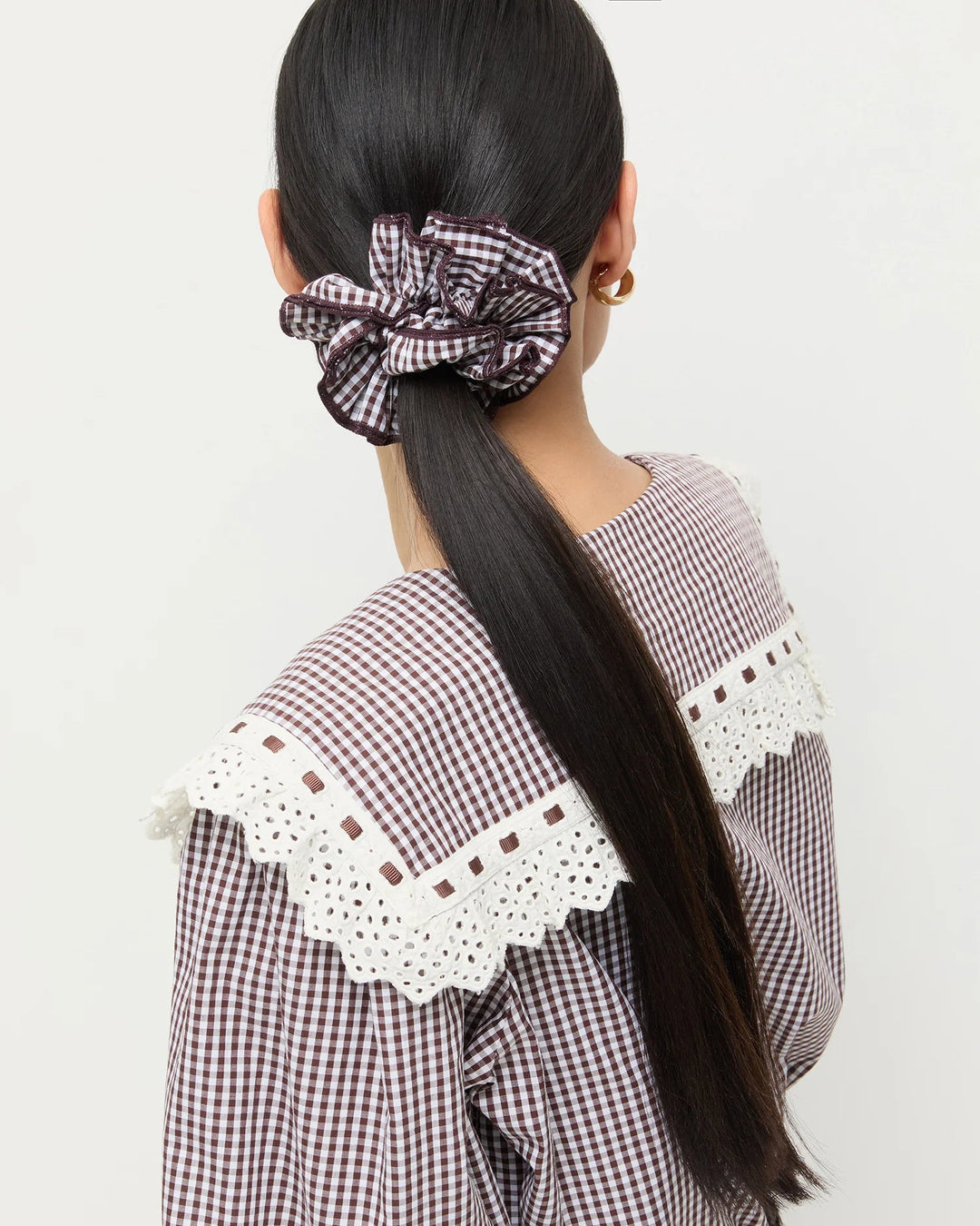 Loeffler Randall - Brown Gingham Scrunchie - Kalifornia Jean Bar