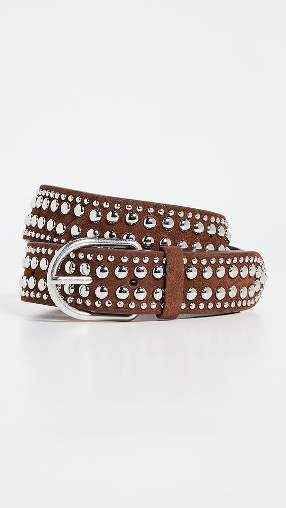 Loeffler Randall - Cacao/Silver Isaac Studded Belt - Kalifornia Jean Bar