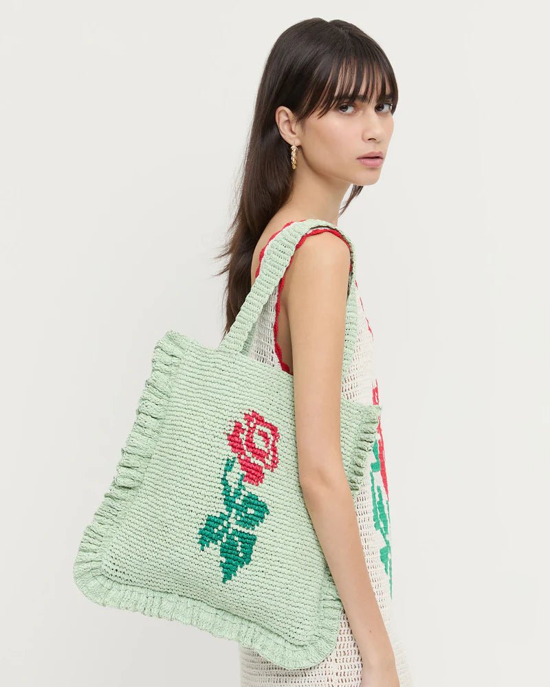 Loeffler Randall - Justine Mint Crochet Ruffle Tote Bag - Kalifornia Jean Bar