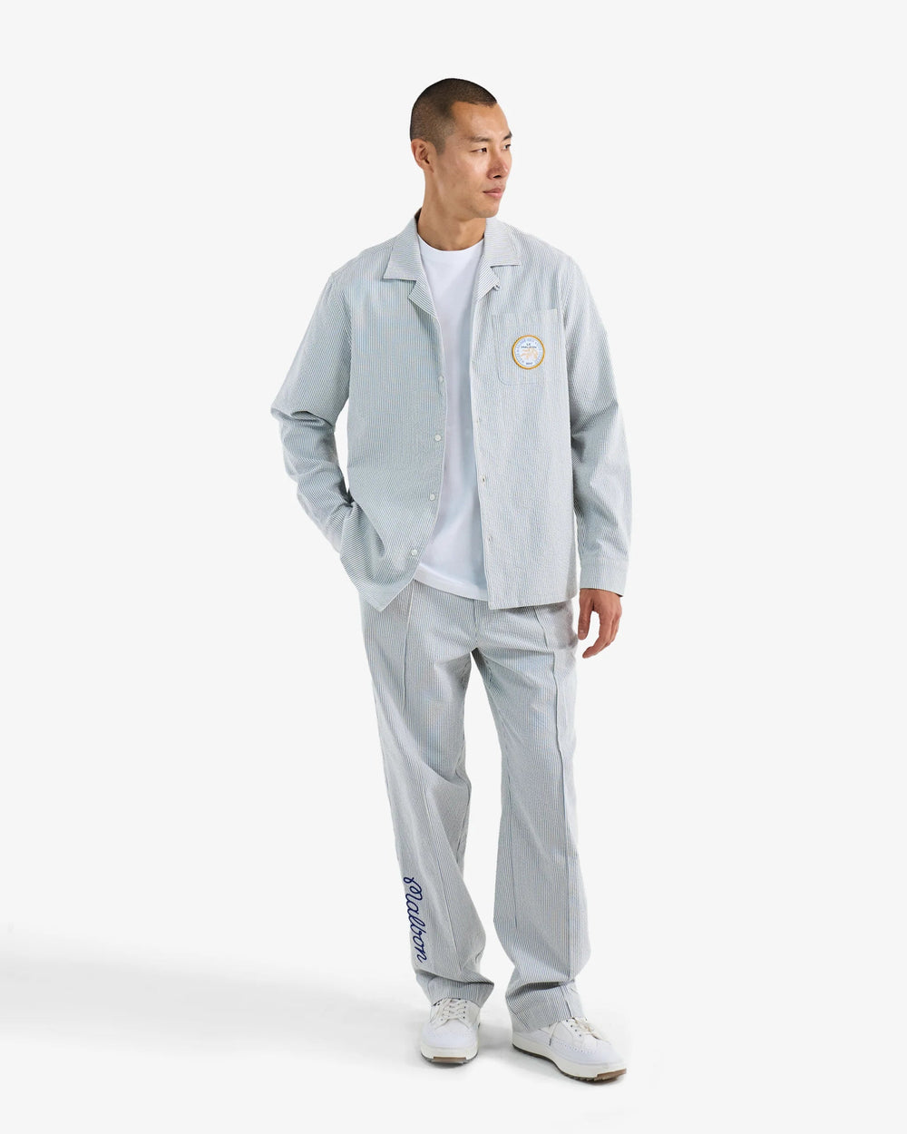 Malbon - Cannes Pleated Trouser in Blue Stripe - Kalifornia Jean Bar
