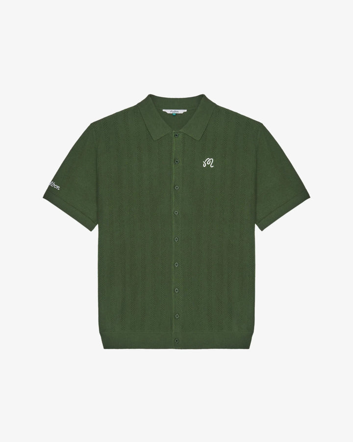 Malbon - Crosscut Crochet Polo in Rifle Green - Kalifornia Jean Bar