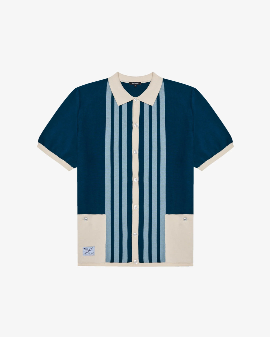 Malbon - GABBIANO KNIT BUTTON UP - OCEAN - Kalifornia Jean Bar