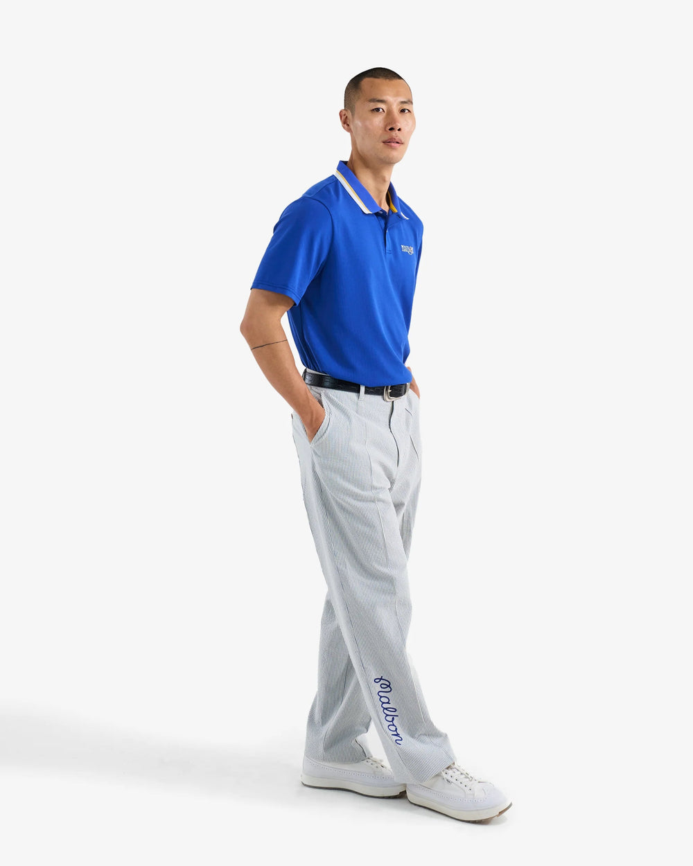 Malbon - Grasse Pique Polo in Blue - Kalifornia Jean Bar