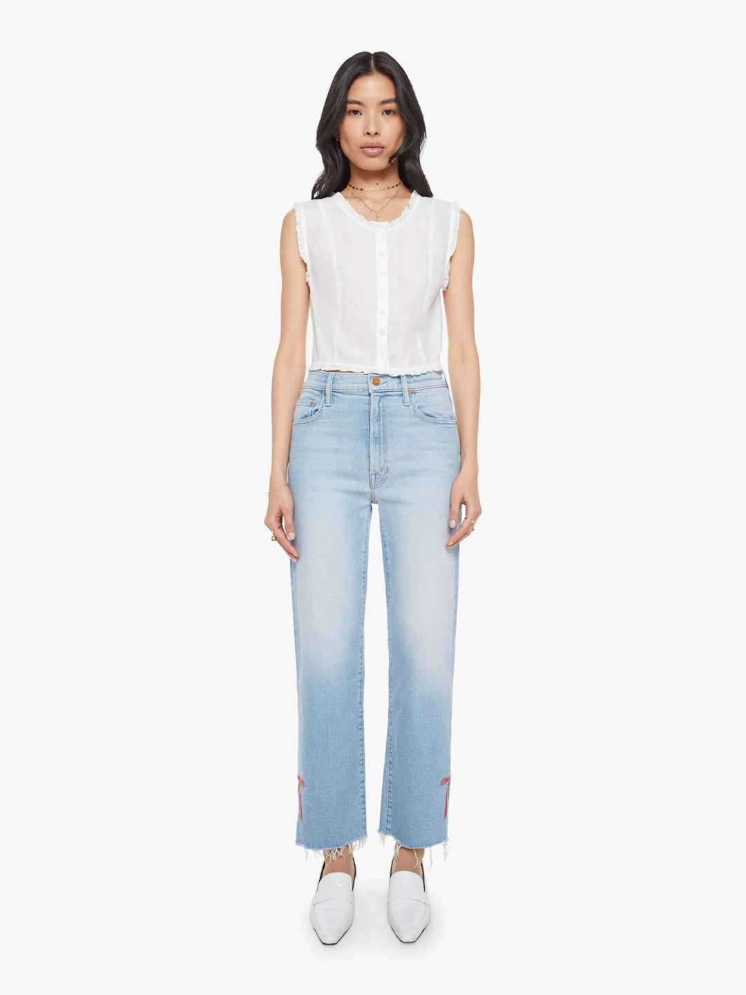 Mother - The Sweetheart Blouse in Bright White - Kalifornia Jean Bar