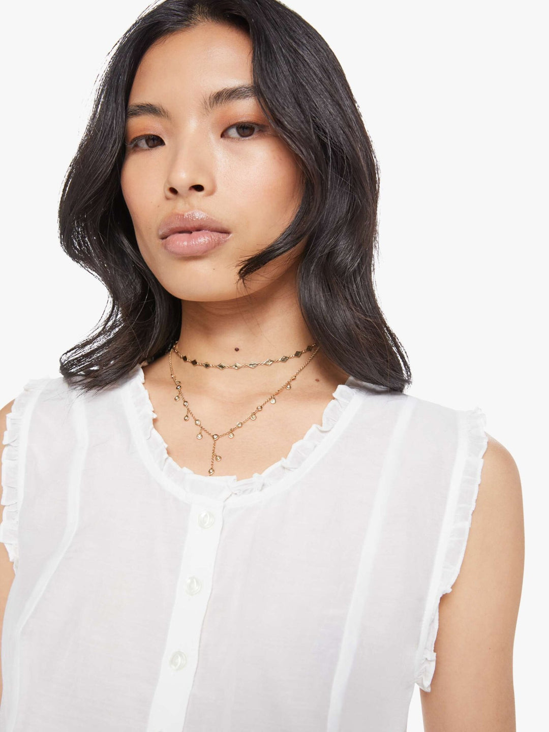 Mother - The Sweetheart Blouse in Bright White - Kalifornia Jean Bar