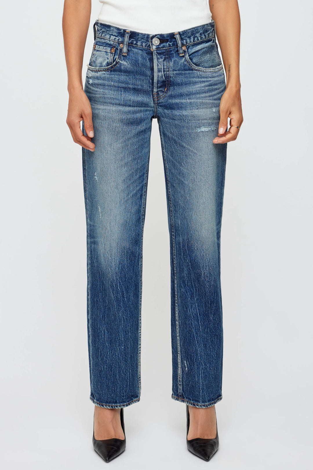 Moussy - Cedarhurst Low - Rise Straight Jean in Blue - Kalifornia Jean Bar