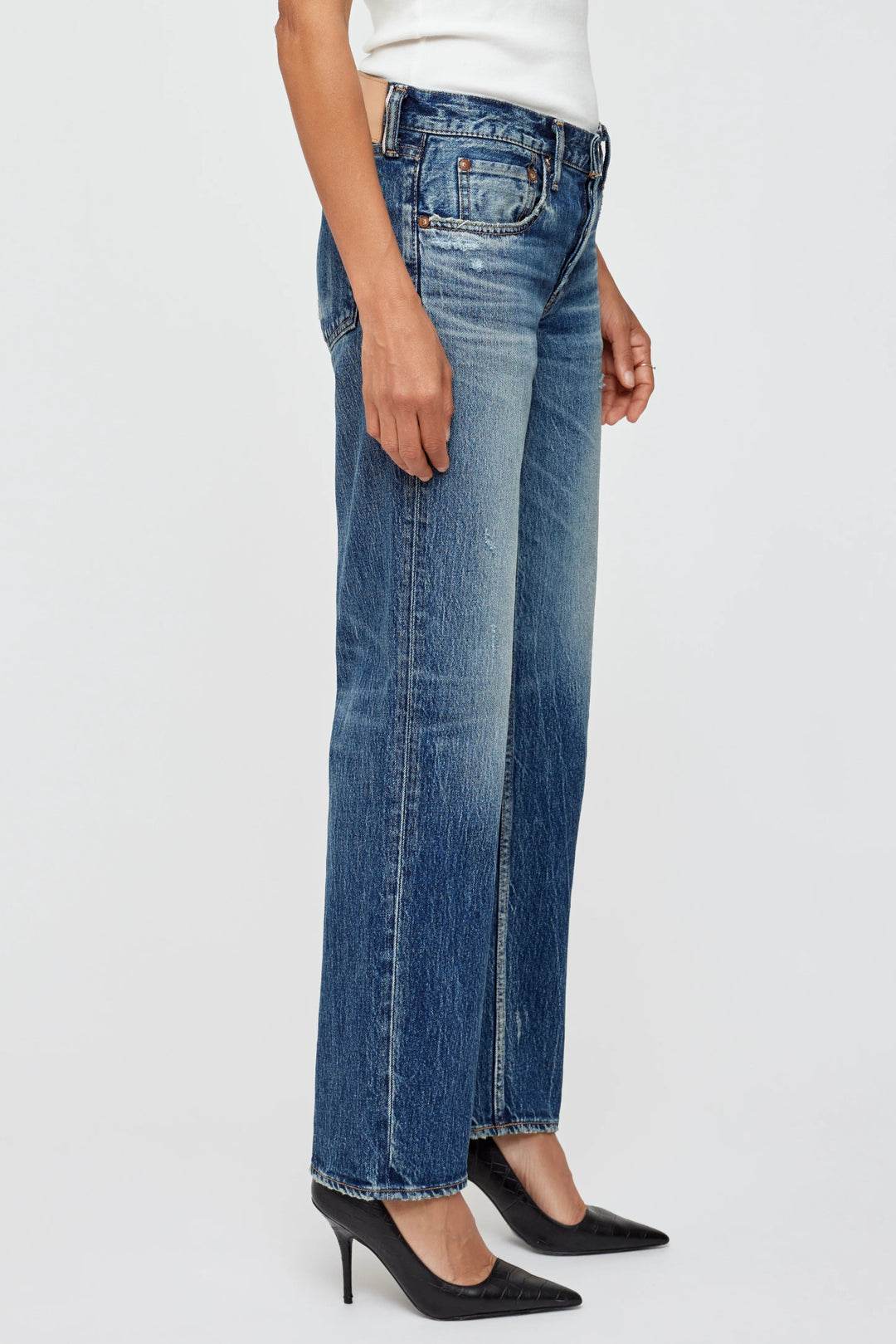 Moussy - Cedarhurst Low - Rise Straight Jean in Blue - Kalifornia Jean Bar