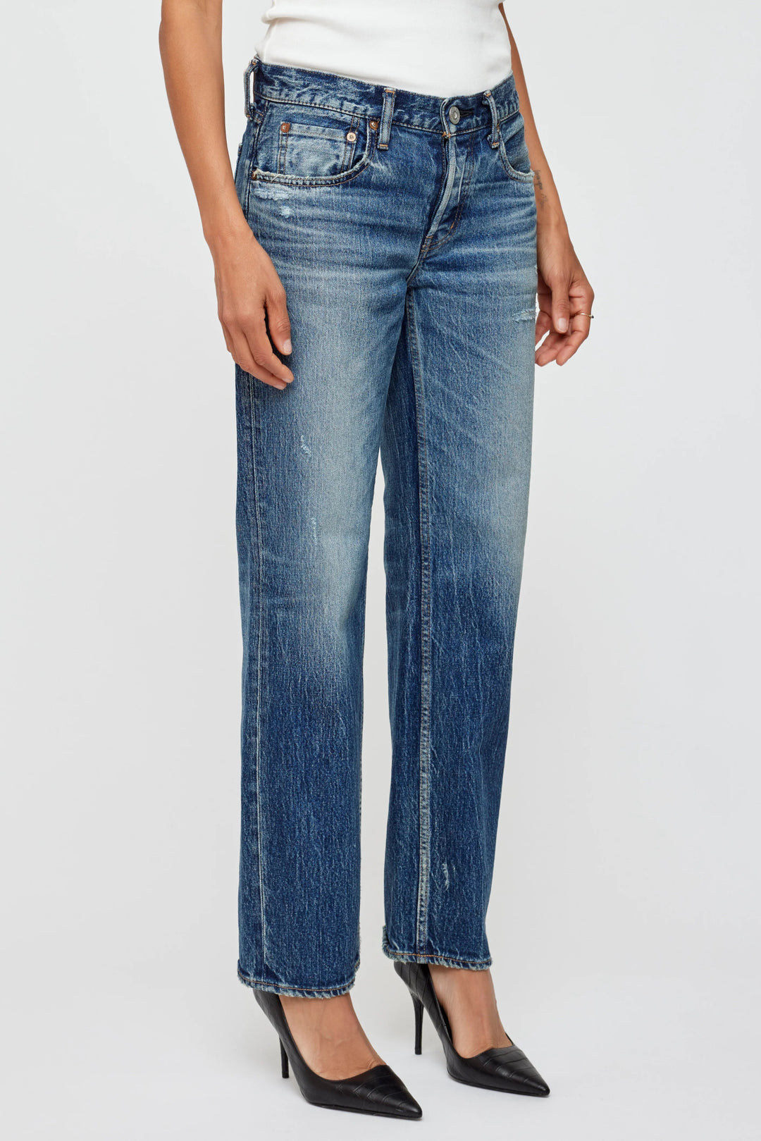 Moussy - Cedarhurst Low - Rise Straight Jean in Blue - Kalifornia Jean Bar
