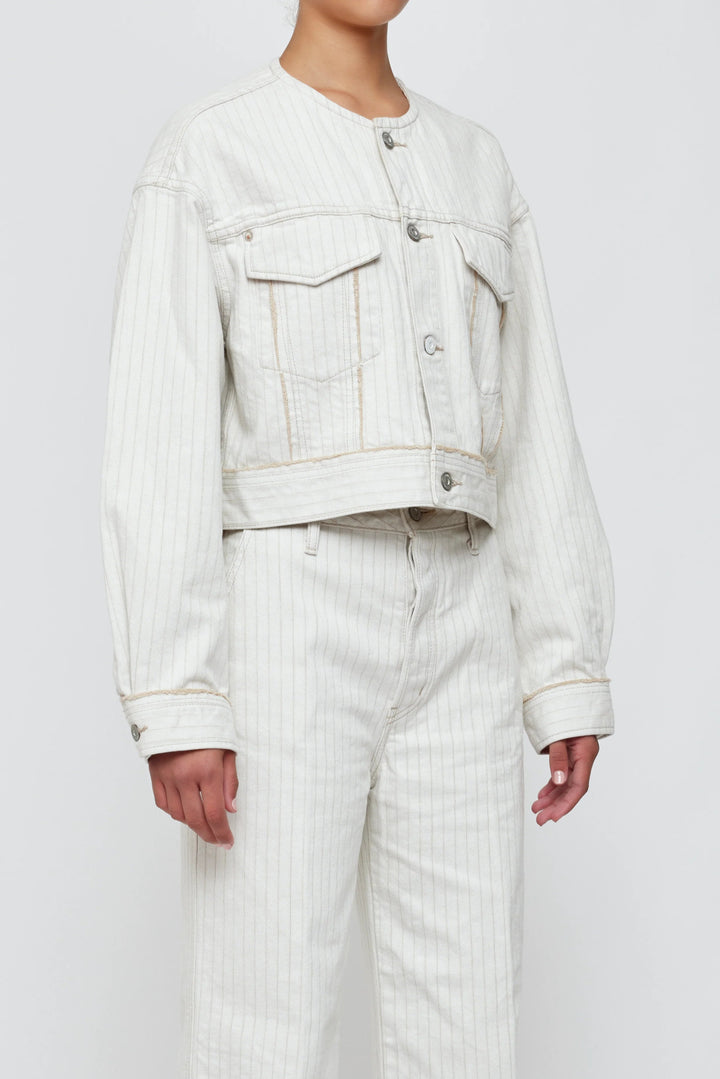 Moussy - Fords No Collar Jacket Mix White - Kalifornia Jean Bar