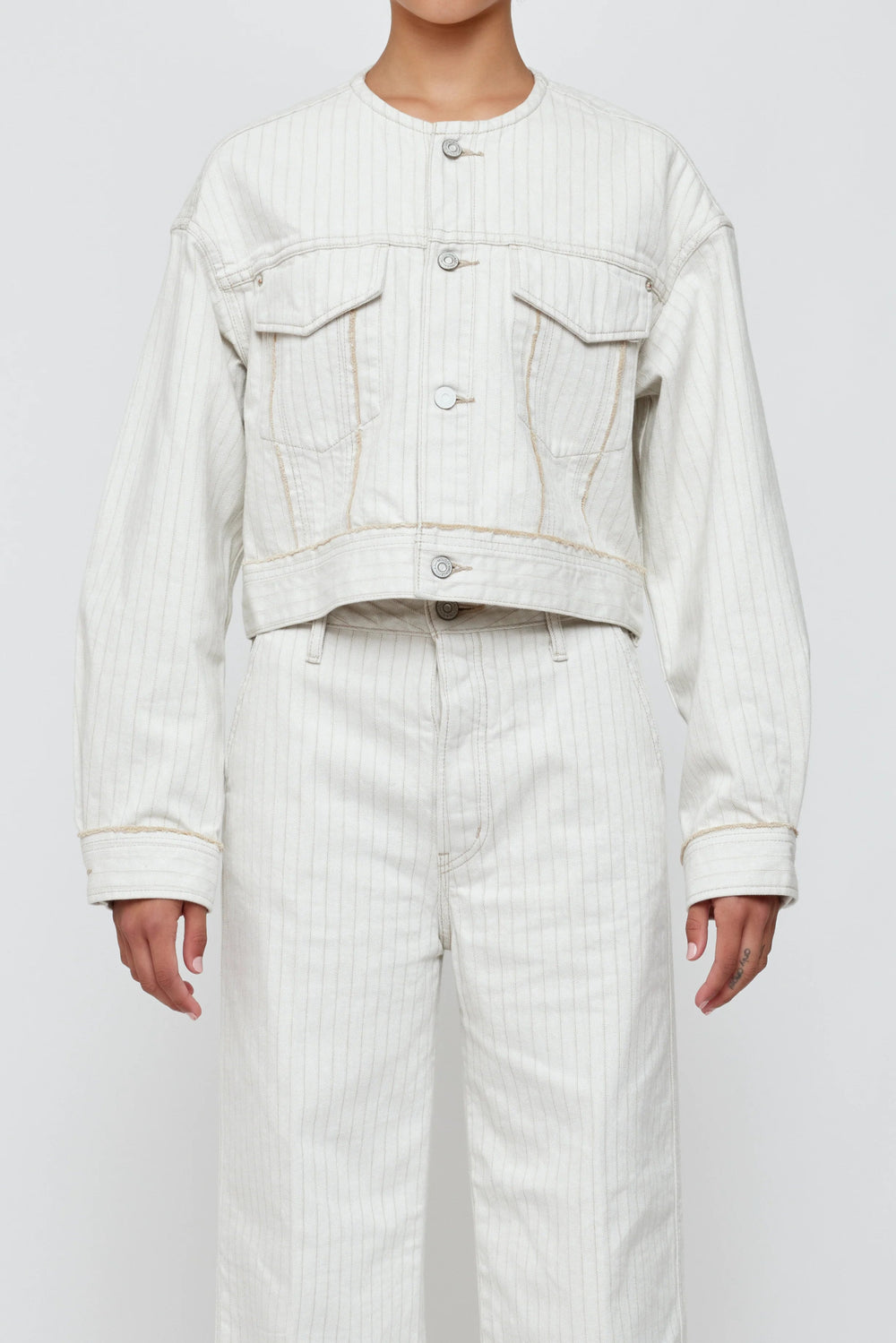 Moussy - Fords No Collar Jacket Mix White - Kalifornia Jean Bar