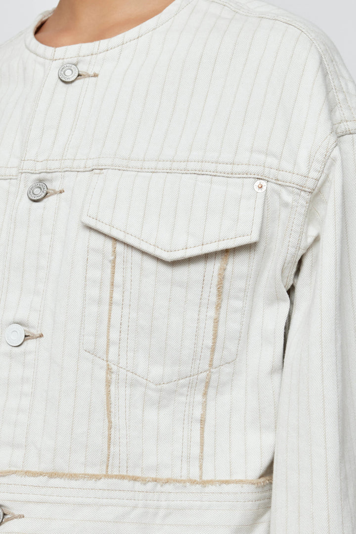 Moussy - Fords No Collar Jacket Mix White - Kalifornia Jean Bar