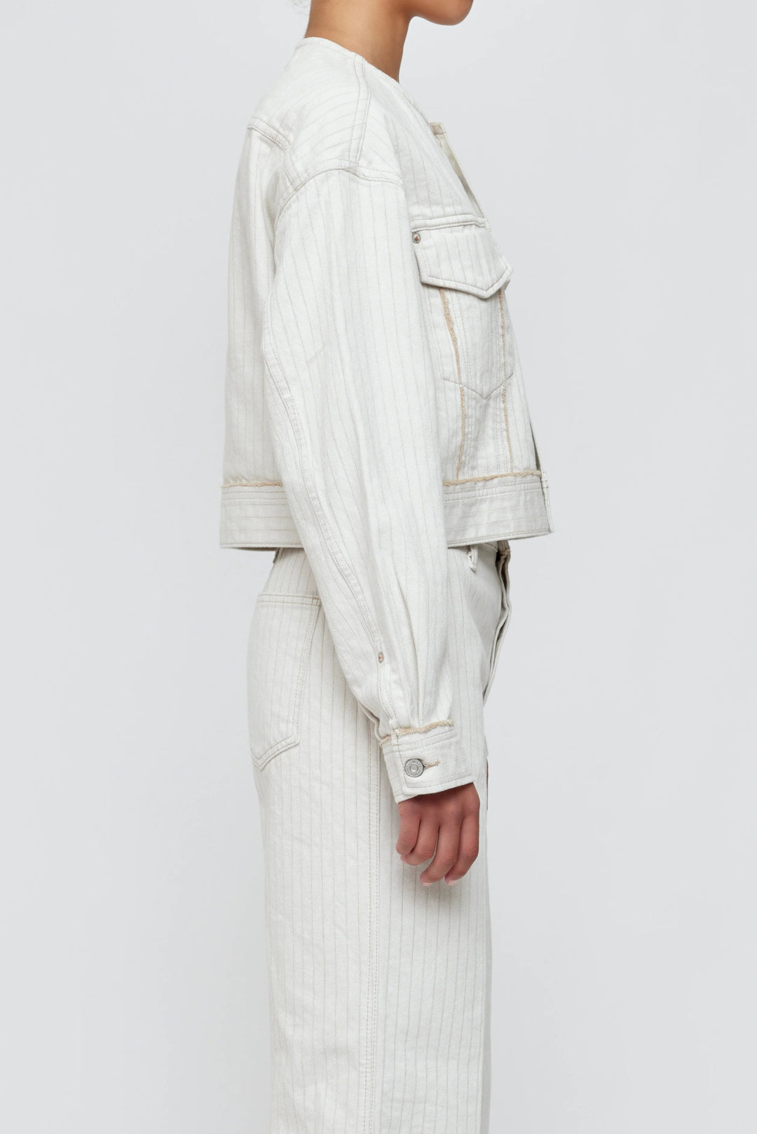 Moussy - Fords No Collar Jacket Mix White - Kalifornia Jean Bar