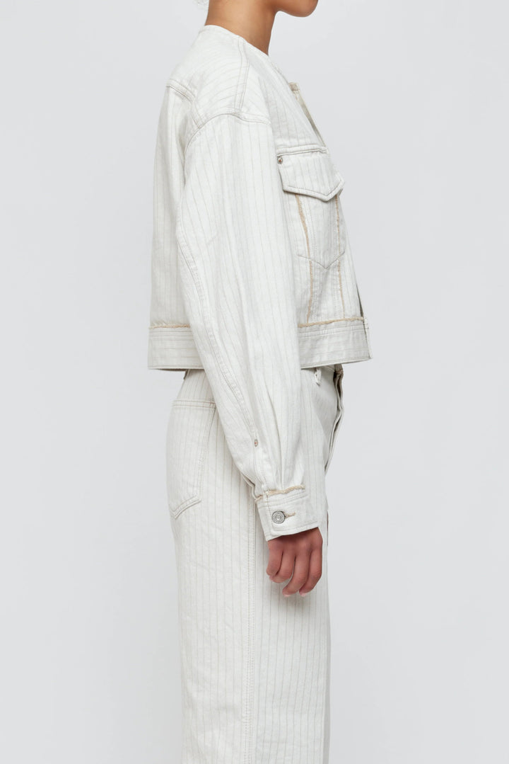 Moussy - Fords No Collar Jacket Mix White - Kalifornia Jean Bar