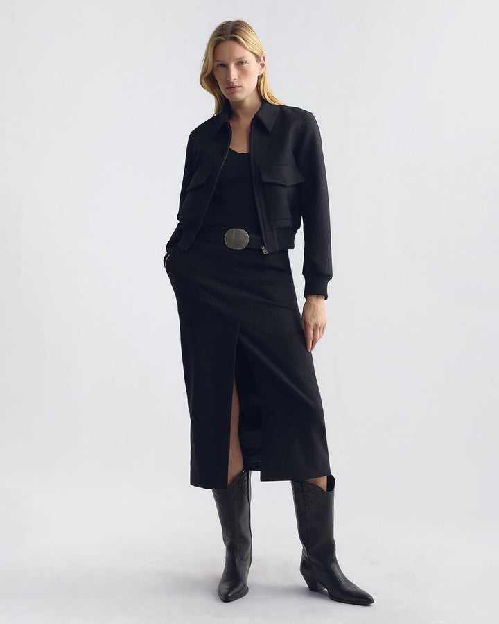 Nili Lotan - Dark Charcoal Redley Bomber Jacket - Kalifornia Jean Bar