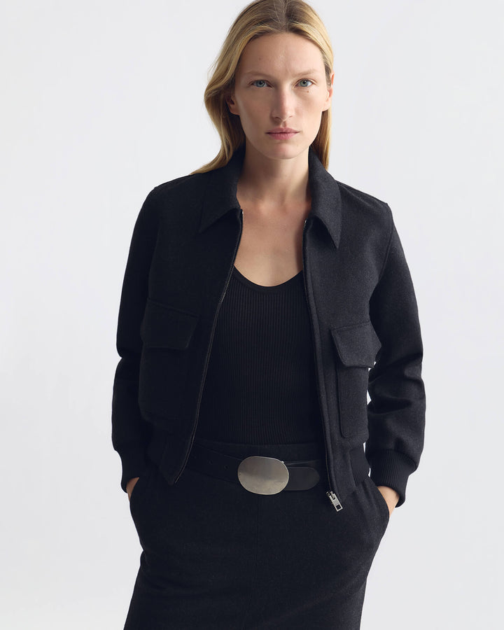 Nili Lotan - Dark Charcoal Redley Bomber Jacket - Kalifornia Jean Bar