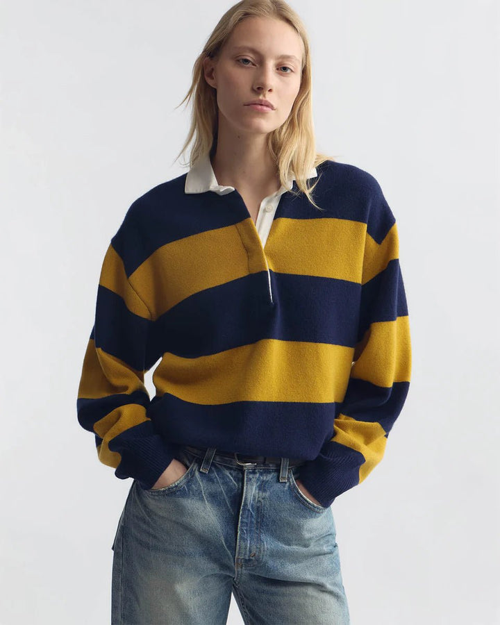 Nili Lotan - Rashida Rugby Sweater Navy Amber Stripe - Kalifornia Jean Bar