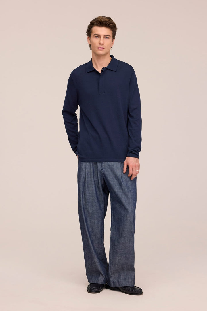 NN. 07 - Sammy Polo Navy Blue Silk Cotton - Kalifornia Jean Bar