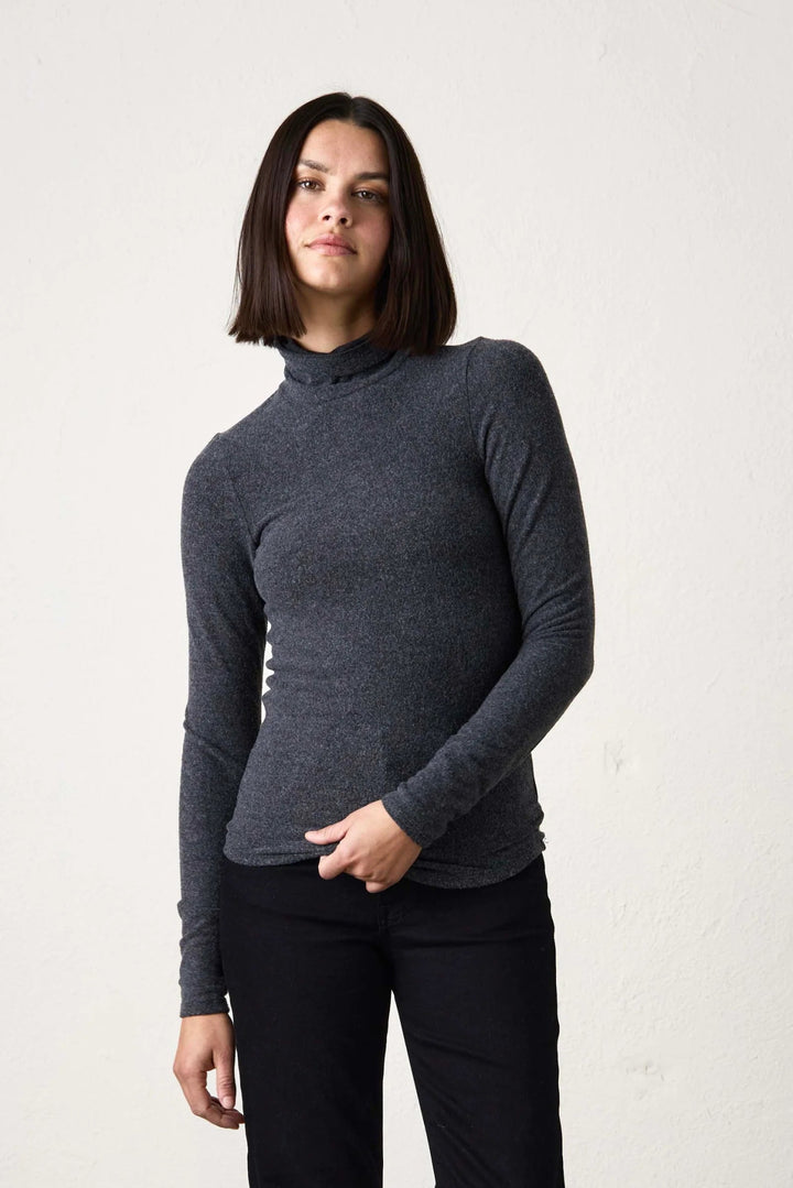 NSF - Lani Plush Fitted Turtleneck in Black - Kalifornia Jean Bar