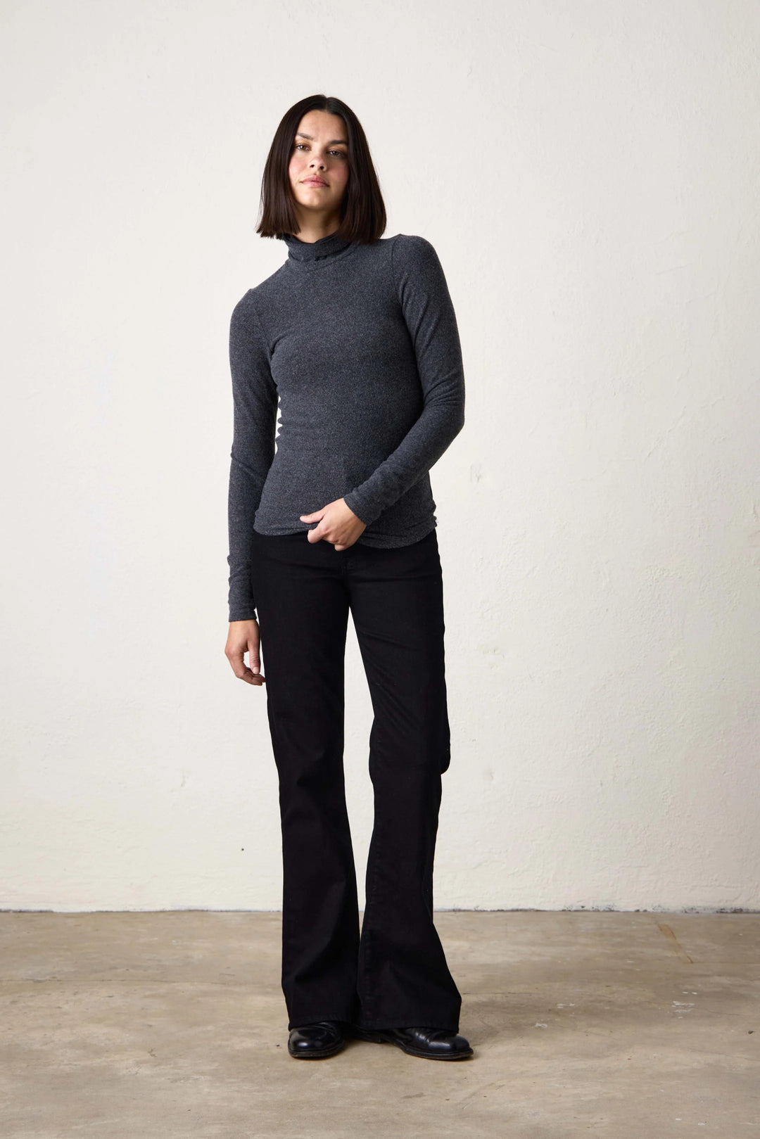 NSF - Lani Plush Fitted Turtleneck in Black - Kalifornia Jean Bar